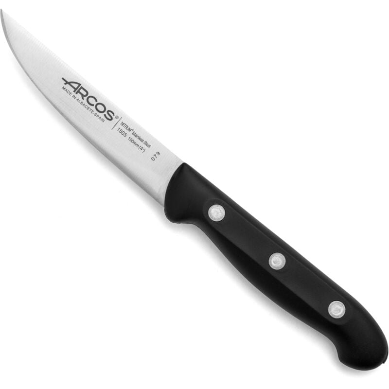 foto del prodotto coltello per verdure arcos maitre 150500 in acciaio inox nitrum e mango polipropilene con lama da 10,5 cm in confezione blister.