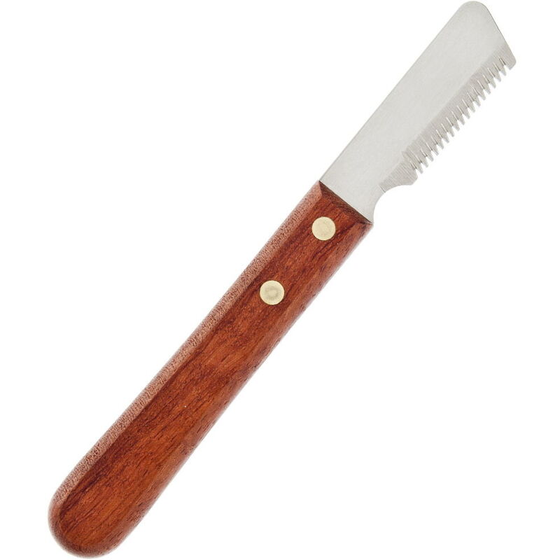 foto del prodotto coltello stripping a 17 denti con manico in legno per destri
