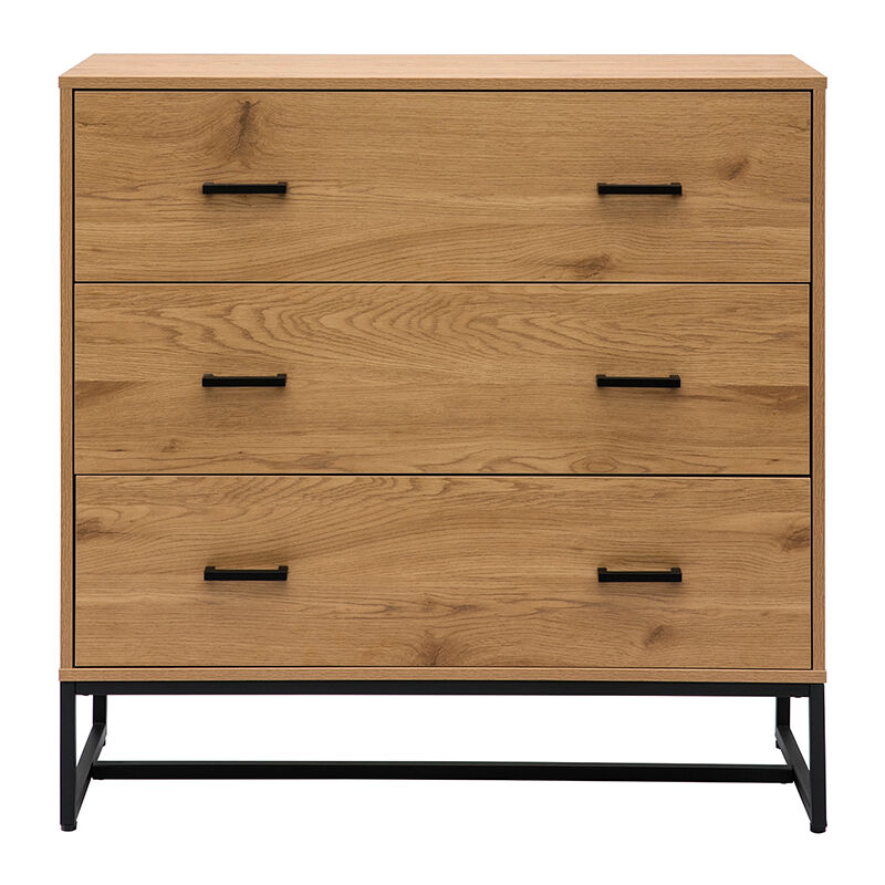 immagine 0 del prodotto com 3 cassetti finitura legno chiaro rovere e metallo nero l100 cm lovato