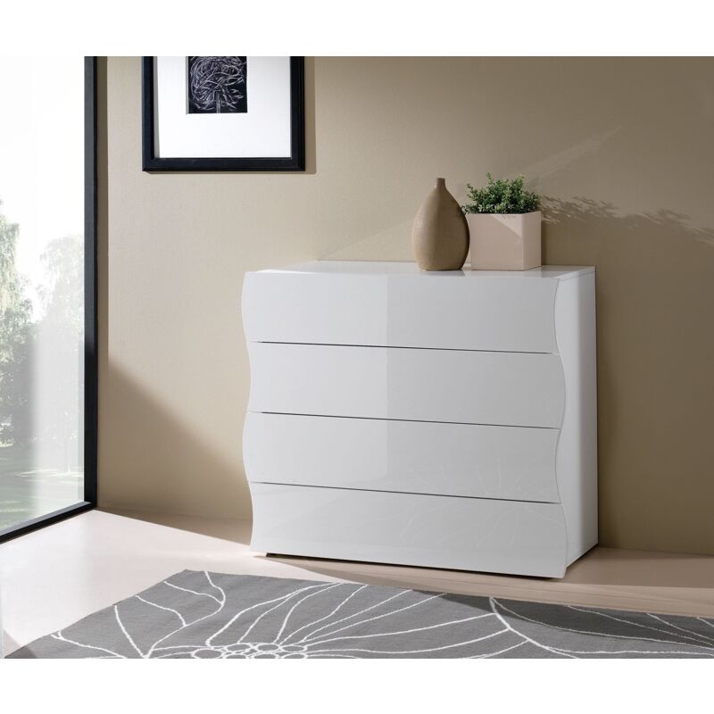 foto del prodotto com 4 cassetti 100x40x81,5 cm onda 4c bianco lucido