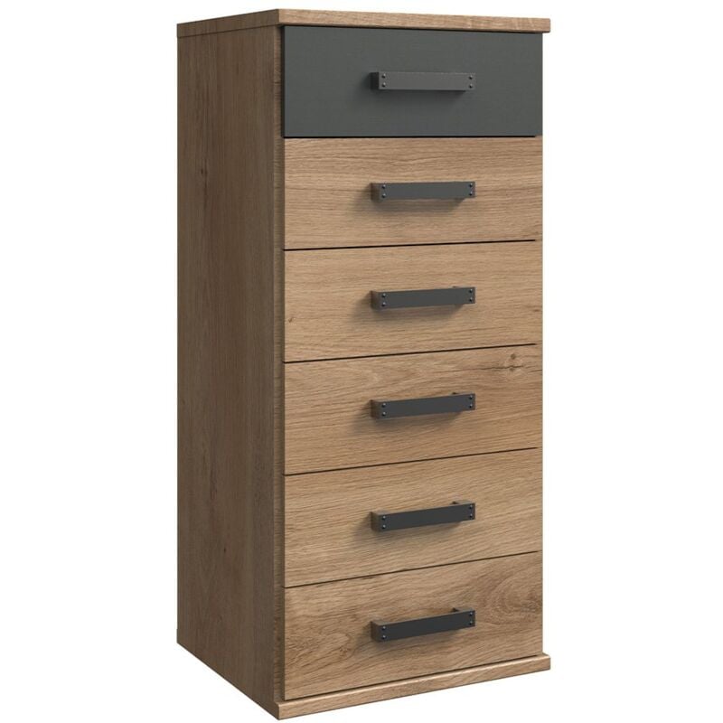 foto del prodotto com 6 cassetti in rovere e grafite l46 cm