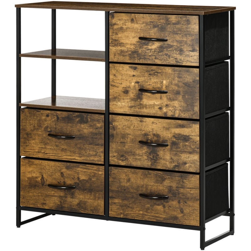 foto del prodotto com 6 cassetti in tessuto pieghevoli stile industriale 84x30x92cm homcom
