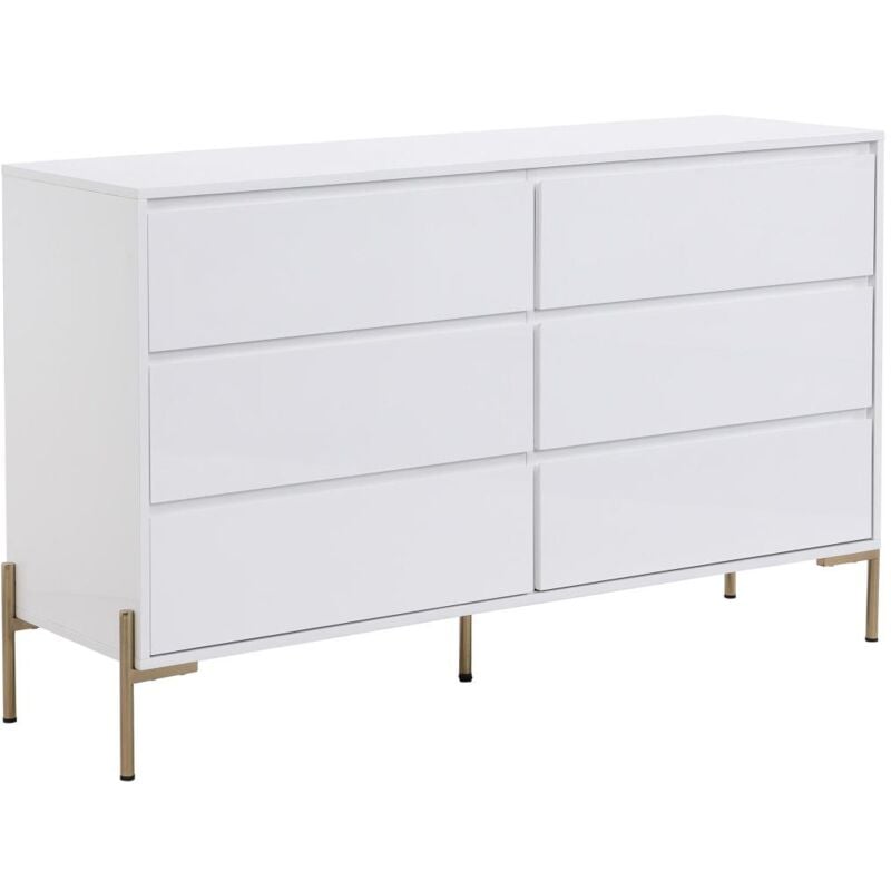 foto del prodotto com 6 cassetti mdf e metallo bianco laccato e dorato korasa di pascal morabito