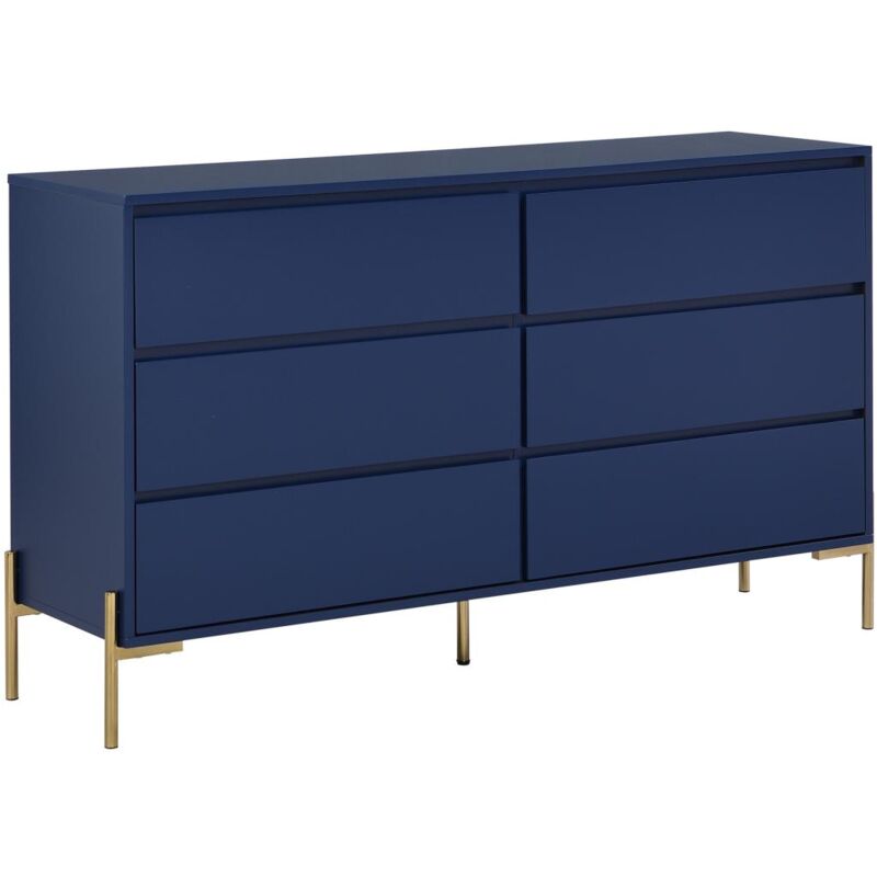 foto del prodotto com 6 cassetti mdf e metallo blu laccato e dorato korasa di pascal morabito