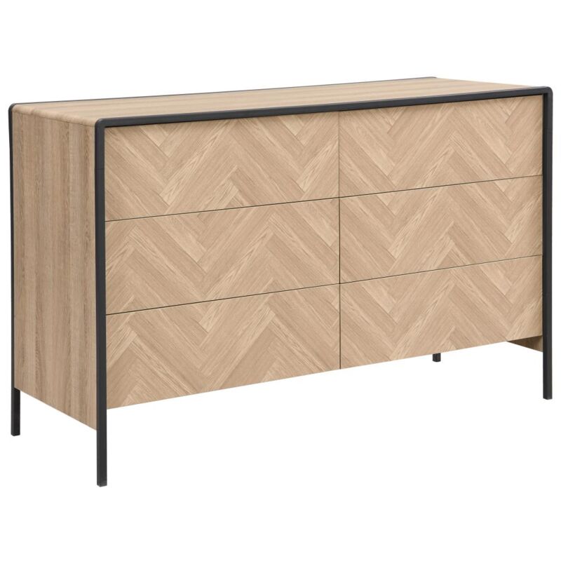 foto del prodotto com 6 cassetti mdf e metallo naturale e nero tumaco