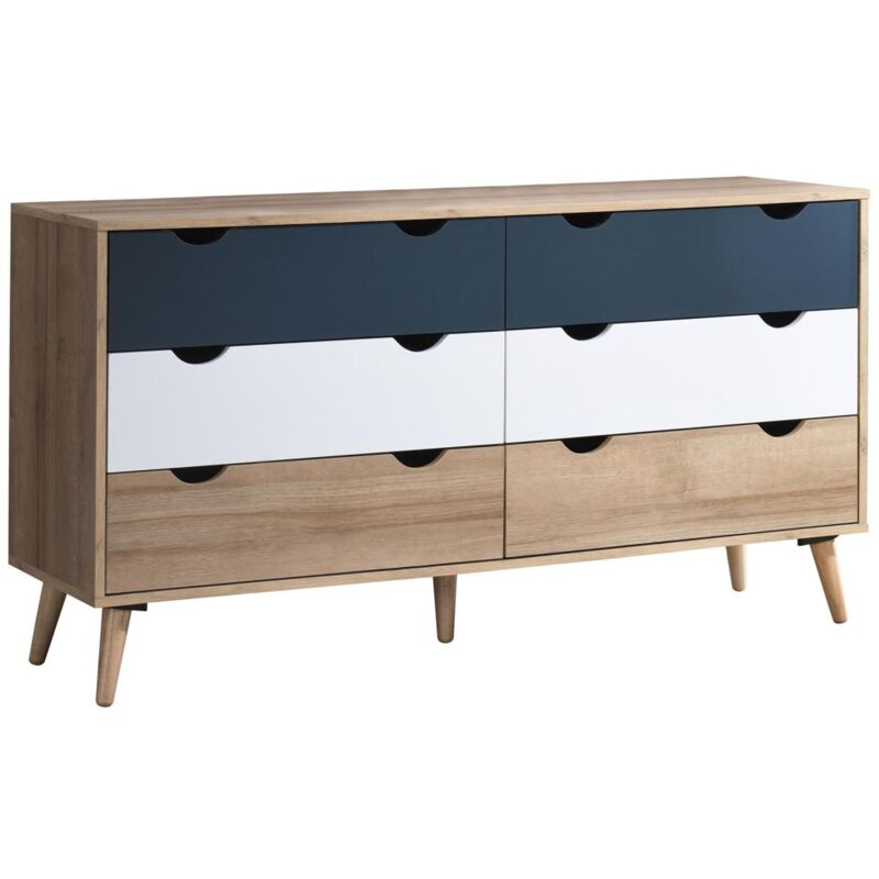 immagine 0 del prodotto com 6 cassetti naturale, bianco e blu marine lurvia