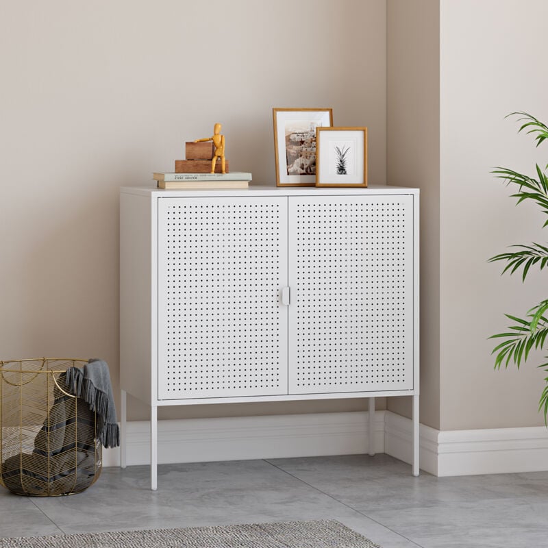foto del prodotto com a 2 ante castelli acciaio 82,5 x 80 x 40 cm bianco en.casa 