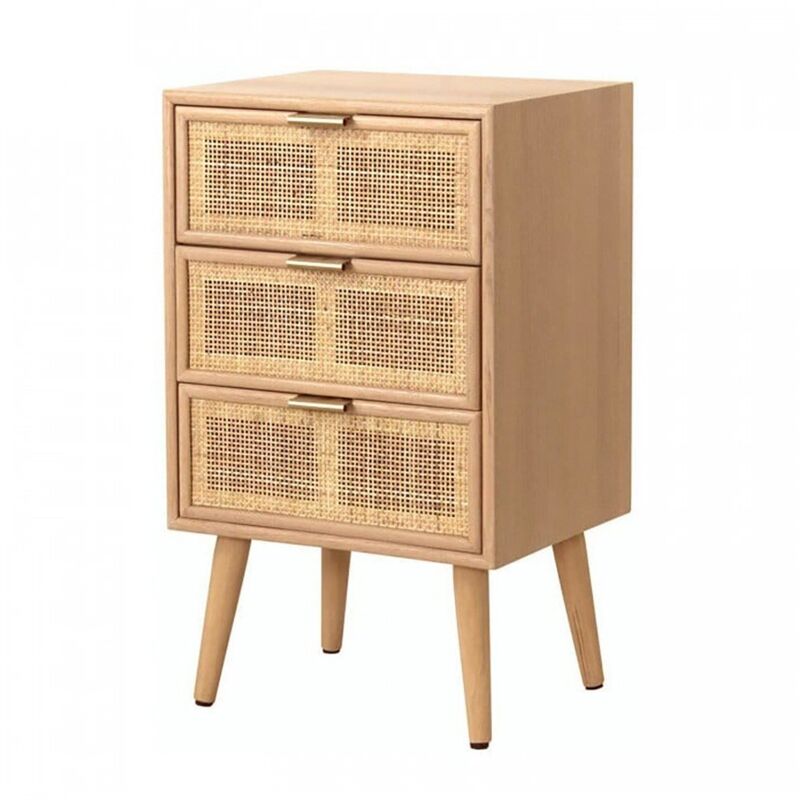 foto del prodotto com a 3 cassetti con impagliatura rattan naturale miya