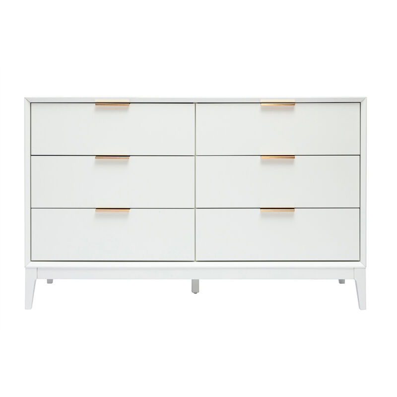foto del prodotto com bianco opaco e metallo dorato 6 cassetti l120 cm giana