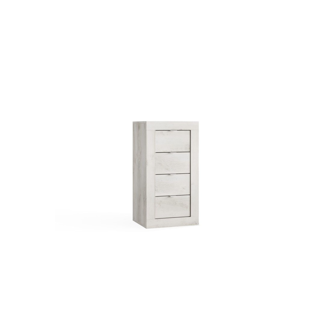 foto del prodotto com con 4 cassetti larghezza 42cm, collezione isora. colore rovere grigio.