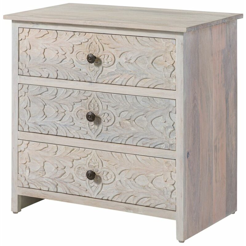 foto del prodotto com in legno di mango 80x48x78 bianco oliato kashmir 107