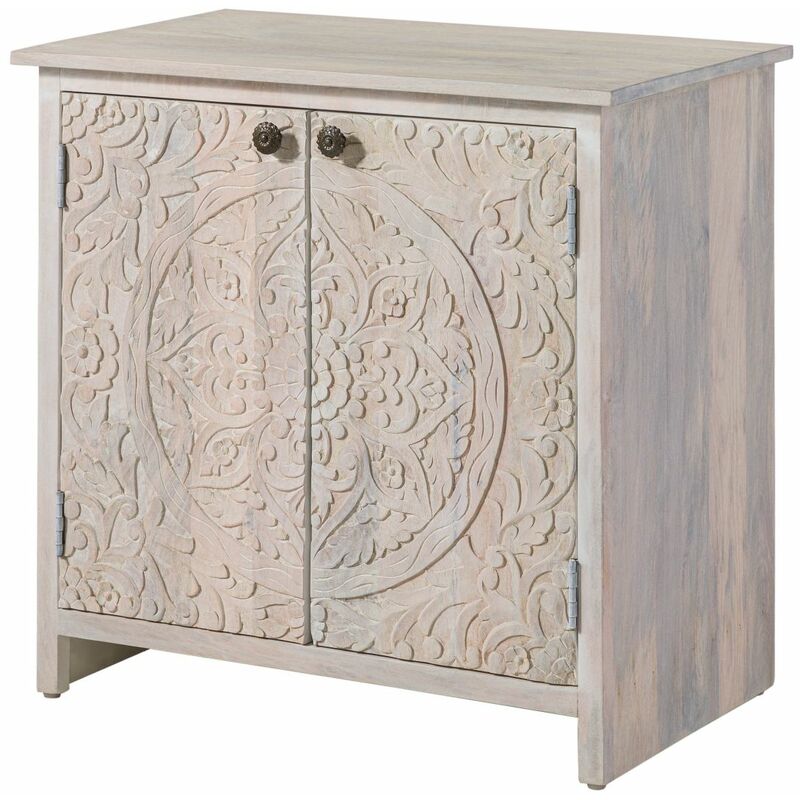 foto del prodotto com in legno di mango 80x48x78 bianco oliato kashmir 108