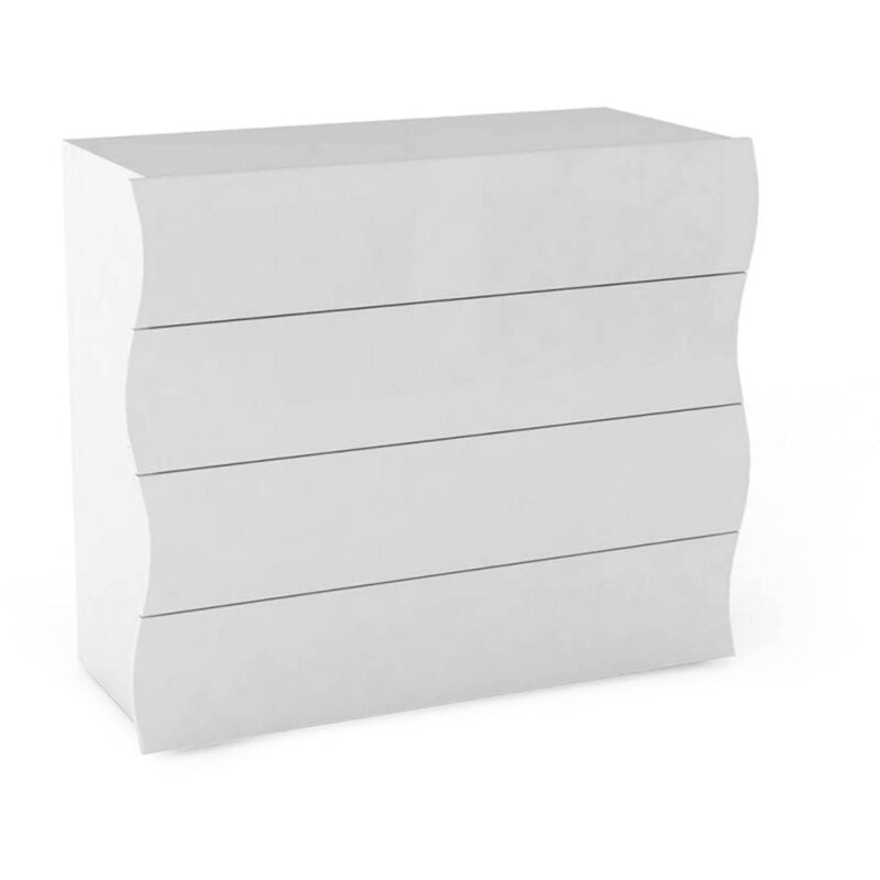 foto del prodotto com moderno, made in italy, mobiletto per soggiorno e camera, credenza 4 cassetti, cm 98x40h82, colore bianco lucido, con imballo rinforzato dmora