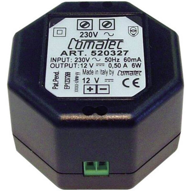 foto del prodotto comatec ot 0050.24 e alimentatore 24 v dc 0.50 a 12 w