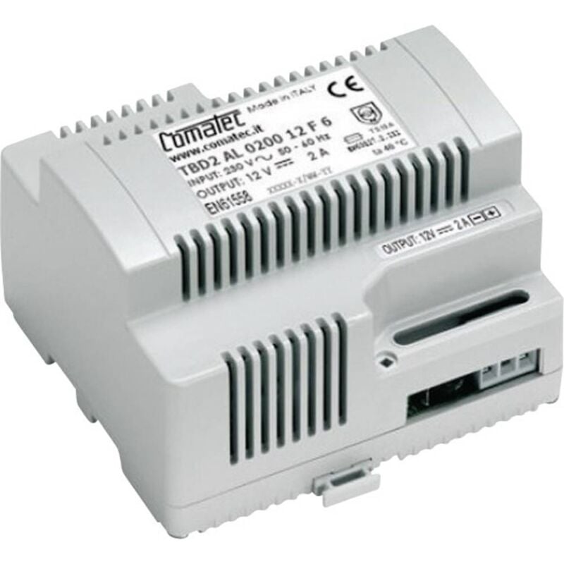 foto del prodotto comatec tbd2 al.0200.12 f6 alimentatore per guida din 12 v dc 2 a 24 w contenuto 1 pz.