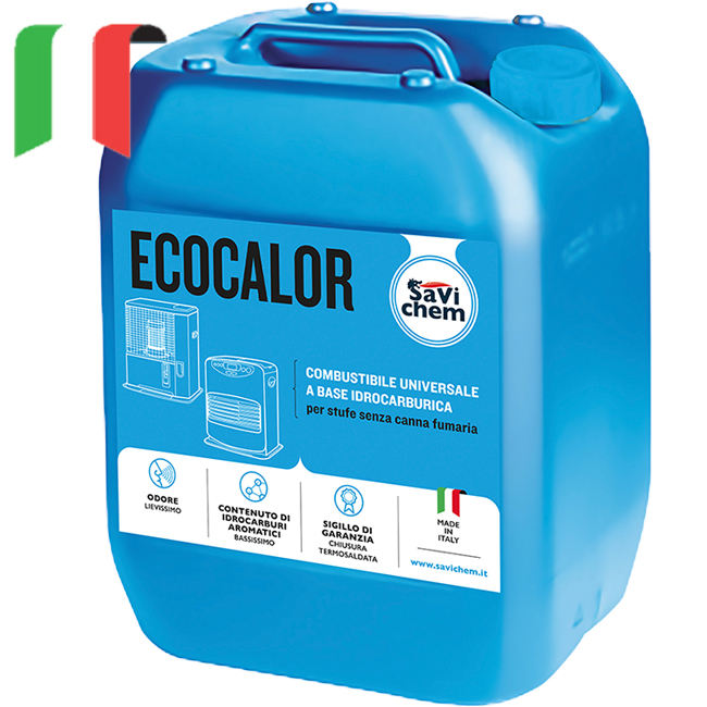 foto del prodotto combustibile per stufe liquido savichem ecocalor 18 litri tappo blu idrocarburico