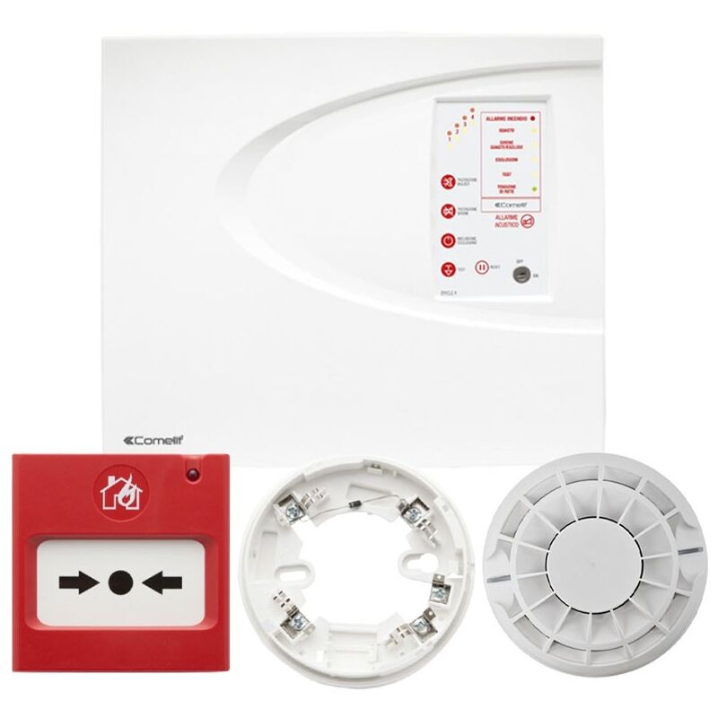 foto del prodotto comelit kit con centrale convenzionale antincendio 4 zone 43kit104