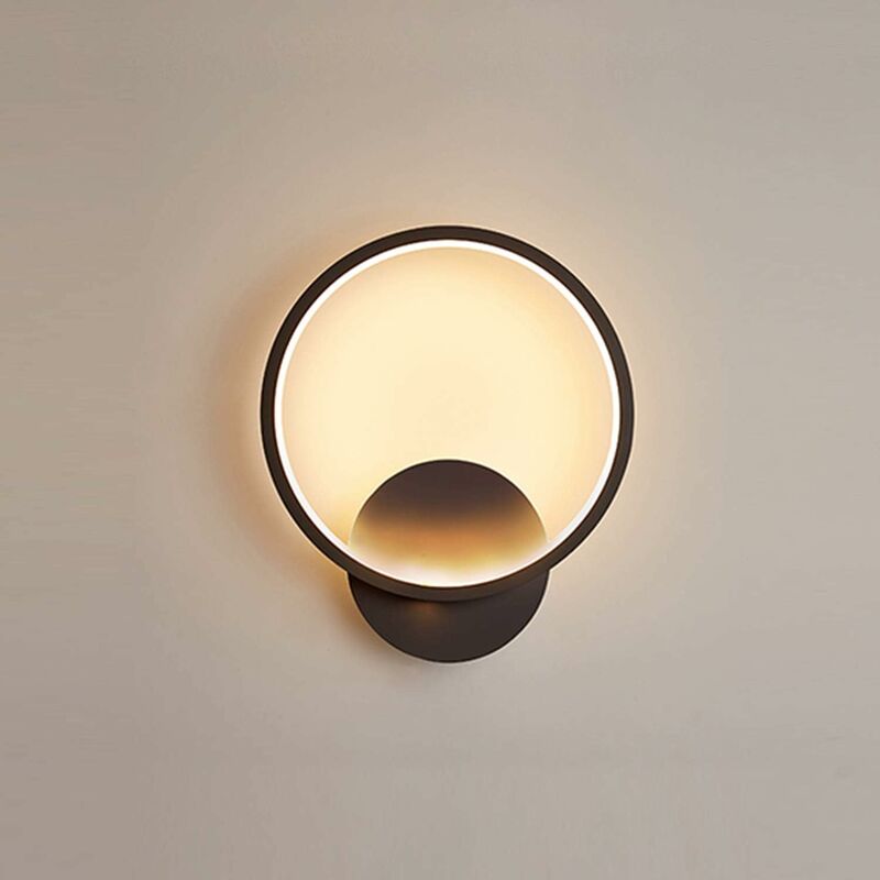 foto del prodotto comely 13w led lampada da parete per interni lampada da parete rotonda nero bianco caldo 3000k moderno per camera da letto soggiorno scale