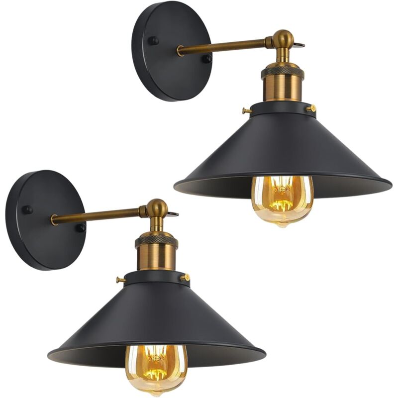 foto del prodotto comely 2 confezioni di lampade da parete industriali, lampade da parete vintage con rotazione di 180 , in metallo e27, per camera da letto cucina