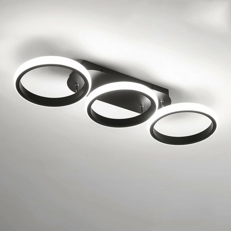 foto del prodotto comely 3 cerchio di lampioni a soffitto, moderno illuminazione a soffitto a led nero, utilizzato per corridoi, voci, camere da letto, balconi,