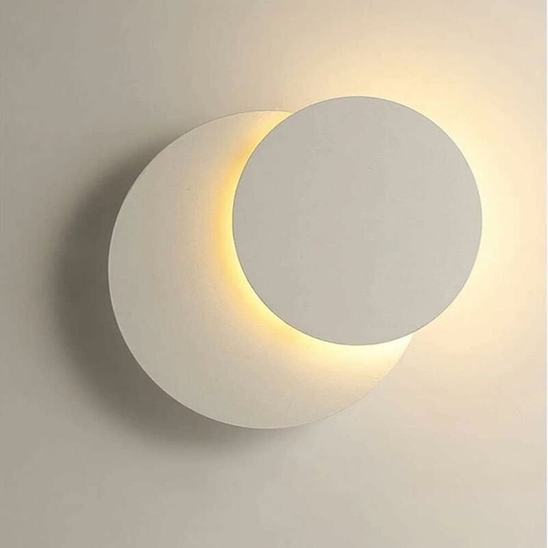 foto del prodotto comely applique da parete a led bianca da 12 w per interni, moderna e creativa, eclipse 2 in 1, girevole a 360 , luce bianca calda 3000 k,