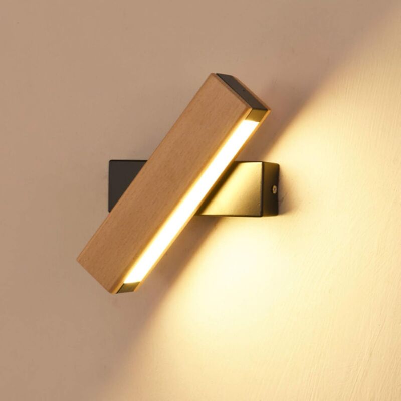 foto del prodotto comely applique da parete a led girevole a 360 , lampada da parete per interni, 21x4x4,5 cm, 4 w, bianco caldo, base nera, 220 v, lampada da