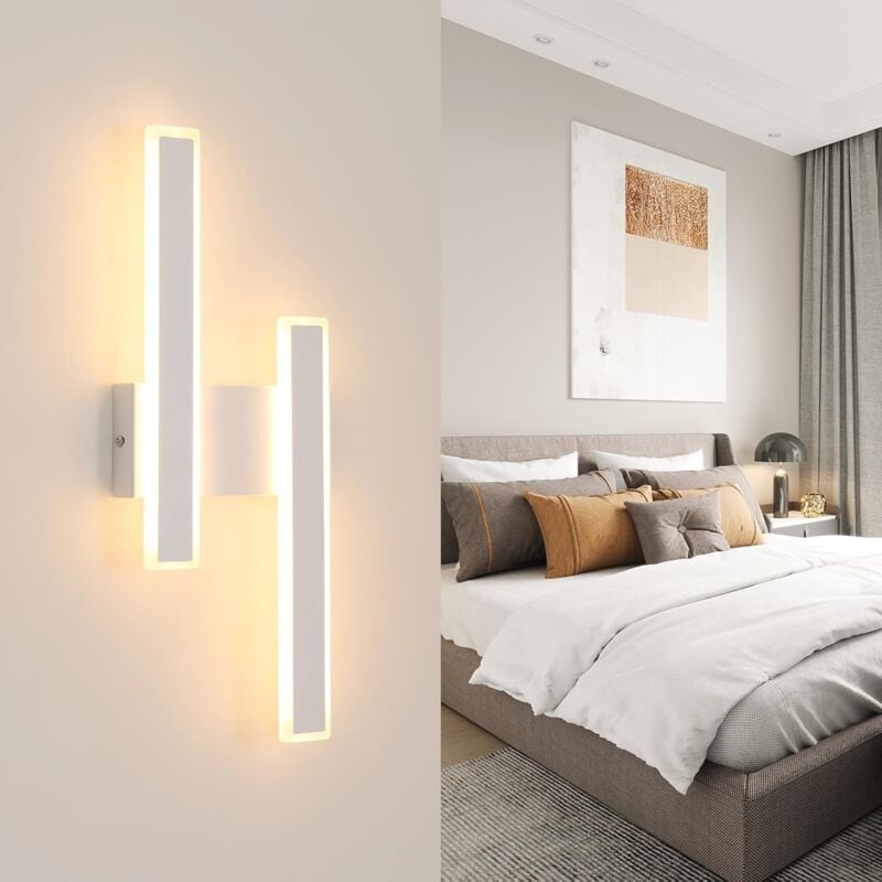 foto del prodotto comely applique da parete a led per interni, lampada da parete a led moderna da 32 w, apparecchio di illuminazione per interni in acrilico bianco