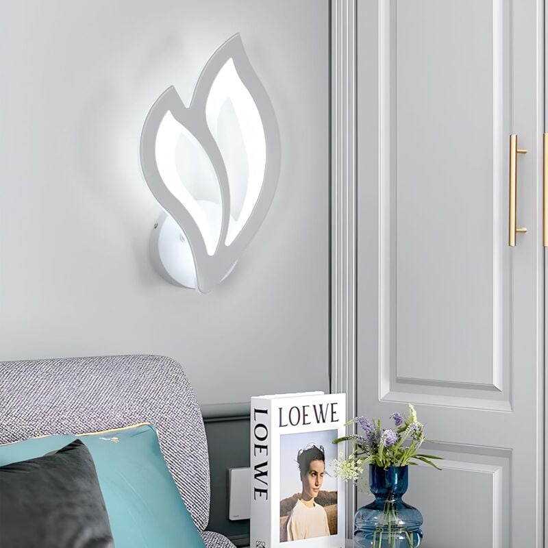 foto del prodotto comely applique da parete a led per interni, lampada da parete moderna a forma di fiore da 13 w, lampada da parete in acrilico bianco per camera da