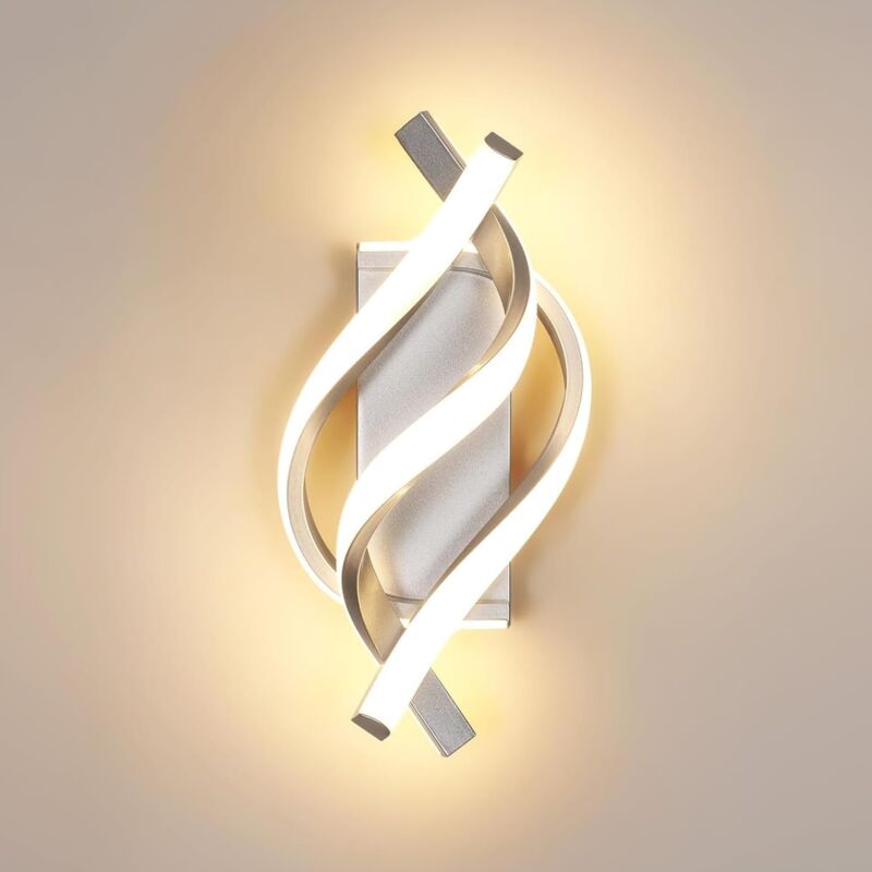 foto del prodotto comely applique da parete a led per interni, lampada da parete moderna creativa in argento da 19 w, luce calda da 3000 k, lampada da parete per