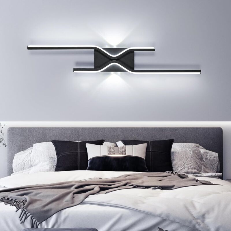 foto del prodotto comely applique da parete a led per interni, lampada da parete moderna nera da 25 w, luce bianca fredda da 6500 k, applique da parete per interni