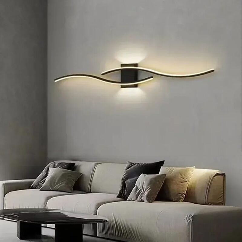foto del prodotto comely applique da parete a led per interni, linee semplici nere 27w 3000lm lampada da parete a led moderna, apparecchio di illuminazione da parete