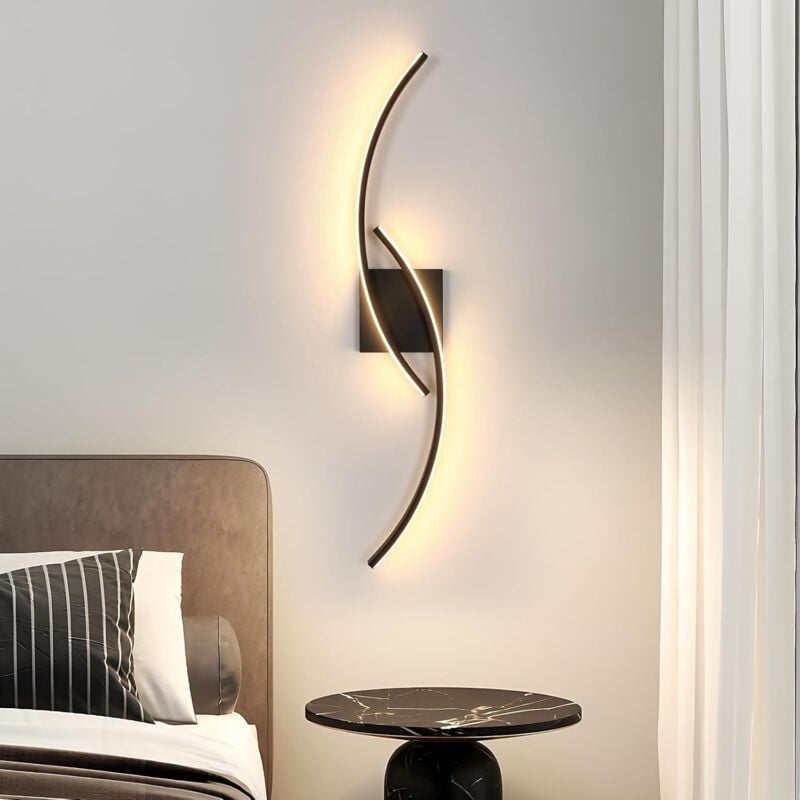 foto del prodotto comely applique da parete per interni, 27w 3000lm, lampada da parete moderna dal design lineare, bianco caldo 3000k, applique per camera da letto,