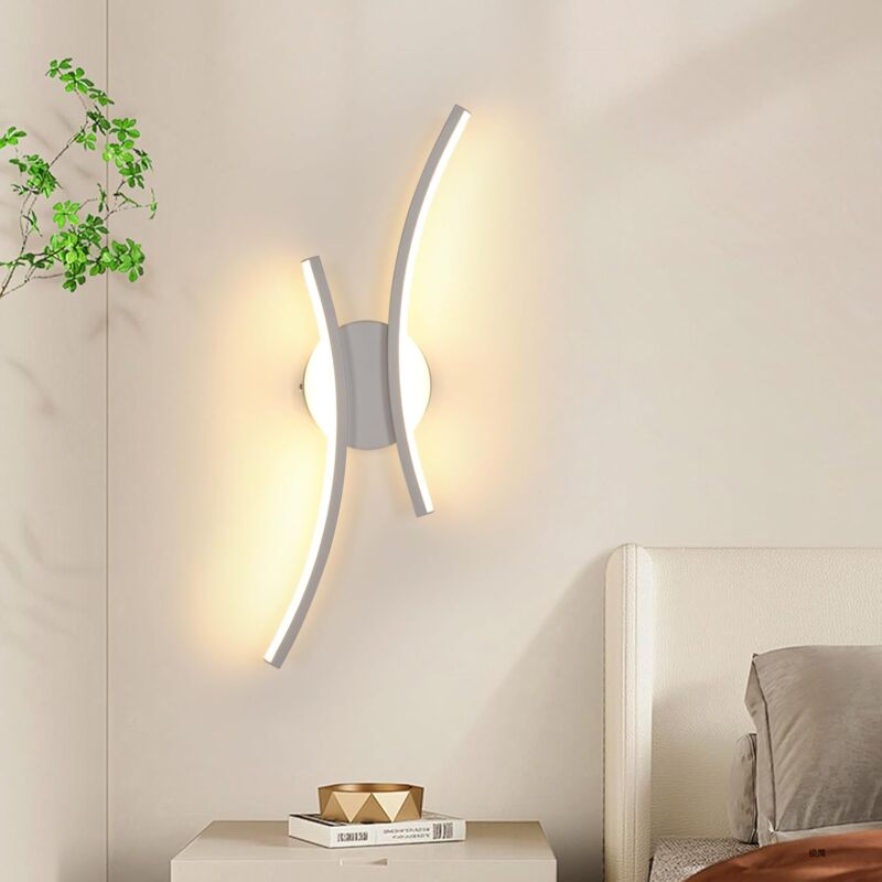 foto del prodotto comely applique da parete per interni, lampade da parete a led da 20 w dal design curvo, bianco caldo 3000 k, moderna lampada da parete in acrilico