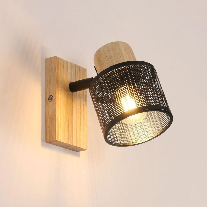 foto del prodotto comely applique da parete vintage per interni in ferro e legno, lampada da parete industriale e27, illuminazione da parete per camera da letto,
