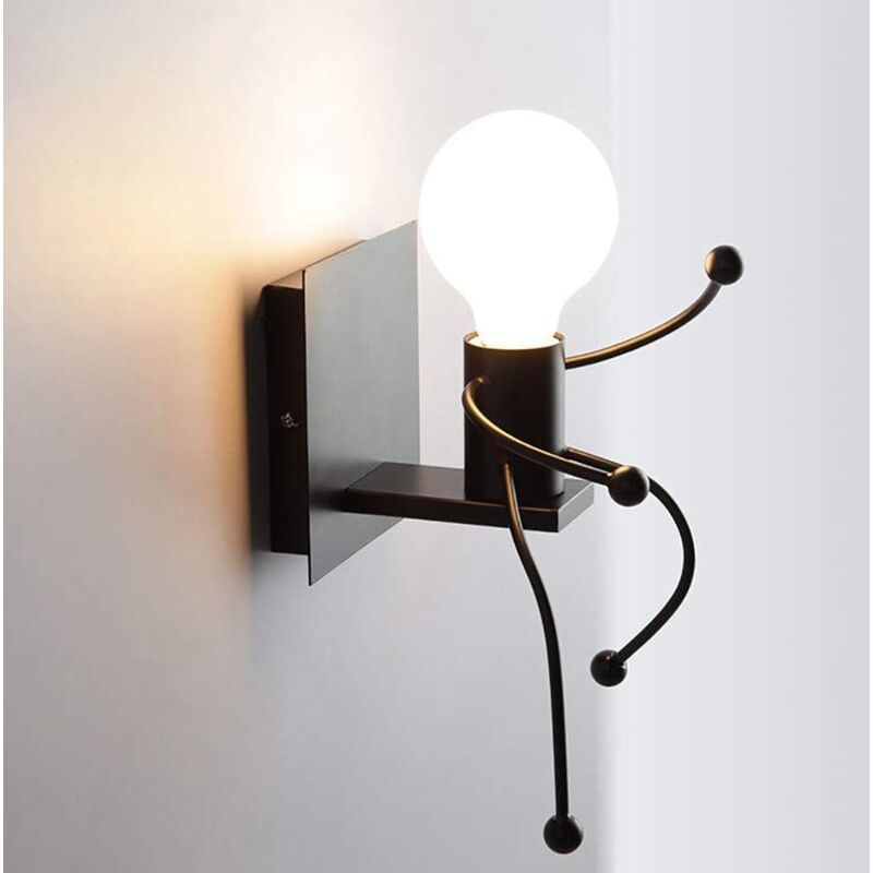 foto del prodotto comely applique murale creativa vintage, lampada da parete in ferro retr , e27 1 pezzo nero lampadina non inclusa