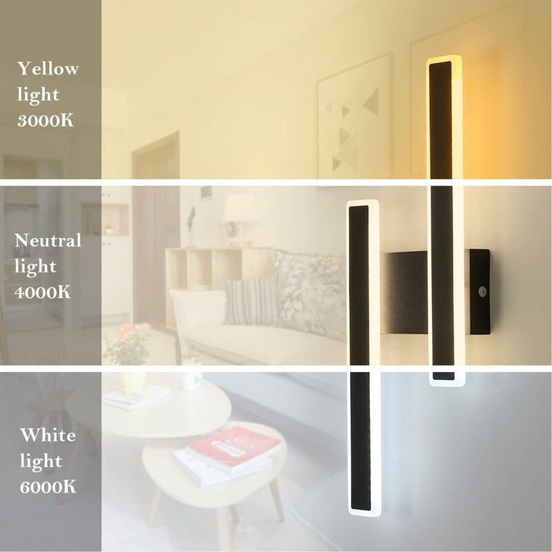 foto del prodotto comely applique murale interna a led 32w 3600lm nera, lampada murale moderna, lampada da comodino a led per soggiorno camera da letto ufficio scala