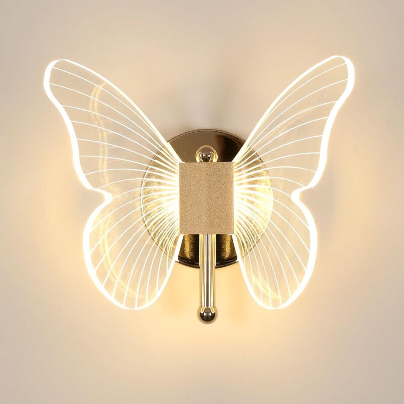 foto del prodotto comely applique murale led 10w, lampada murale farfalla creativa, 3 colori regolabili 3000k 6500k, applique da comodino, applique murale per camere