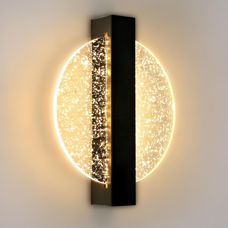foto del prodotto comely applique murale led 12w, lampada da parete moderna in alluminio, nero, applique murale interna rotonda in acrilico per soggiorno, camera da