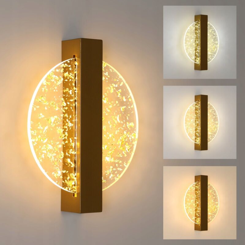 foto del prodotto comely applique murale led 12w, oro moderna in alluminio, applique murale interna rotonda in acrilico per soggiorno, camera da letto, scala,