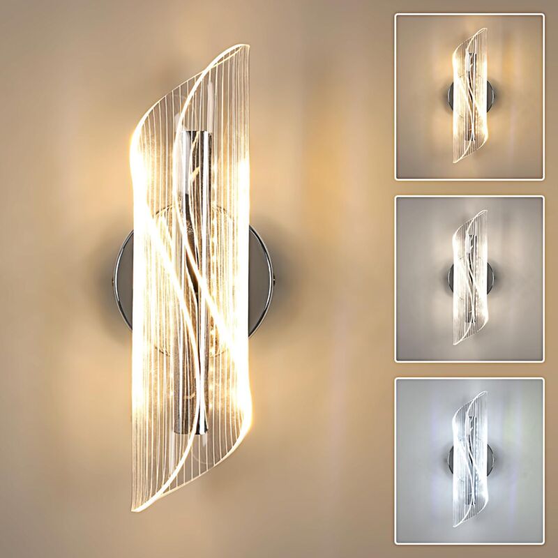 foto del prodotto comely applique murale led interna, 16w, design moderno in acrilico, regolabile 3000k 4500k 6500k, luminare da parete per camera da letto,