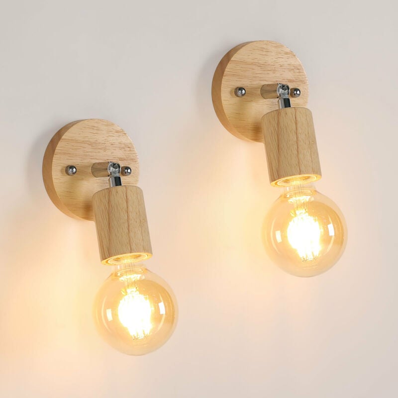 foto del prodotto comely confezione da 2 lampade da parete vintage rotanti a 350 in stile retr industriale e27 per camera da letto, soggiorno, scale lampadine non