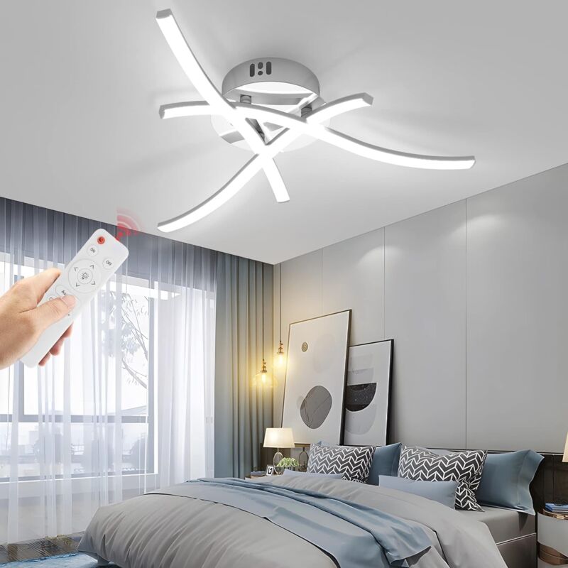 foto del prodotto comely lampada a soffitto a led moderna a forma di onda triangolare argento 18w 1600lm ideale per camera da letto, soggiorno, sala da pranzo