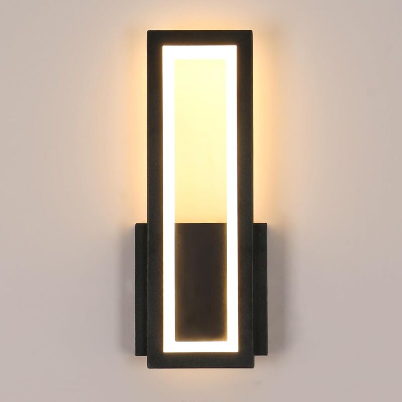 foto del prodotto comely lampada da parete a led 16w, moderna rettangolare, illuminazione in acrilico per camera corridoio soggiorno scala nero, luce bianca calda