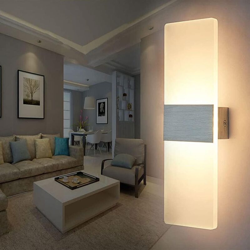 foto del prodotto comely lampada da parete led interna 12w design moderno in acrilico ideale per camera da letto, soggiorno, corridoio, scala 1 pezzo argento