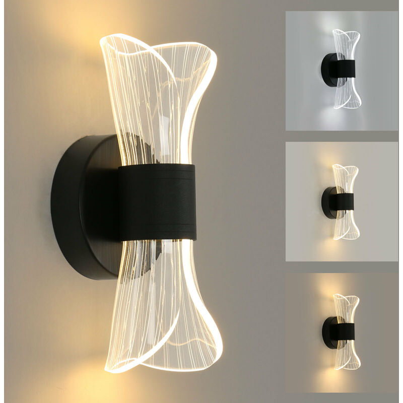 foto del prodotto comely lampada da parete per interni a led nero dimmerabile, lampada da parete moderna da 12w dal design creativo, illuminazione acrilica per scale