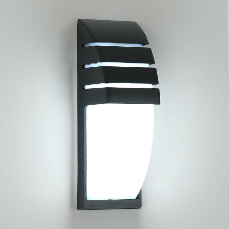 foto del prodotto comely lampada da parete per interni e per esterni, led bianco freddo nero 12w 6000k, ip65 lampada da parete impermeabile per cortile, giardino,