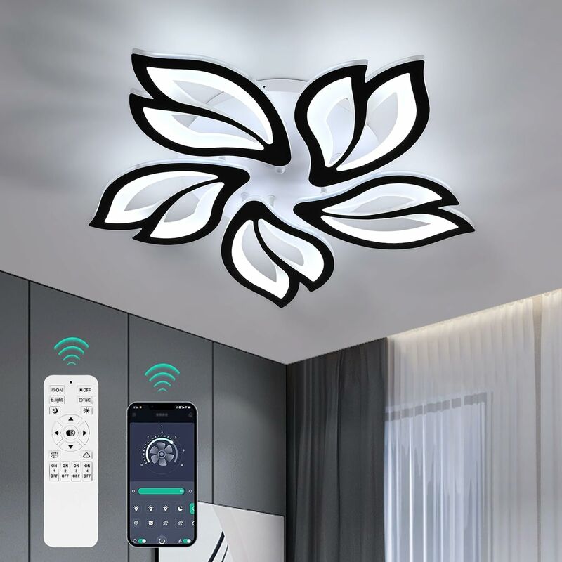 foto del prodotto comely lampada da soffitto a led dimmerabile, 45w 4200lm lampada da camera con telecomando, design creativo a petali, illuminazione moderna a led
