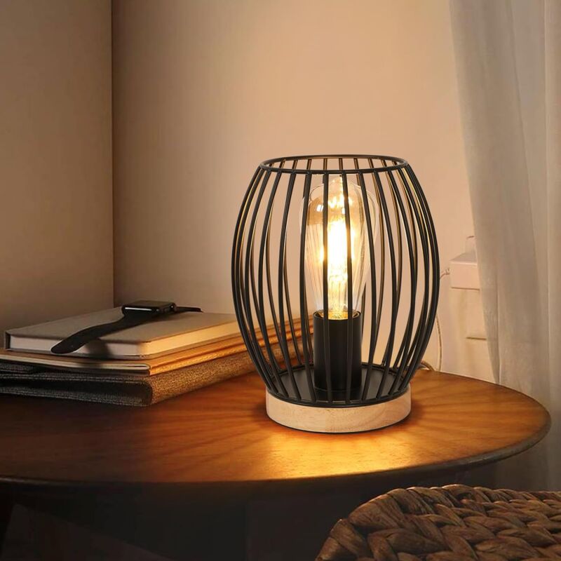 foto del prodotto comely lampada da tavolo, lampada da comodino, lampada da tavolo in metallo nero, decorazione per camera da letto, lampada da tavolo per soggiorno