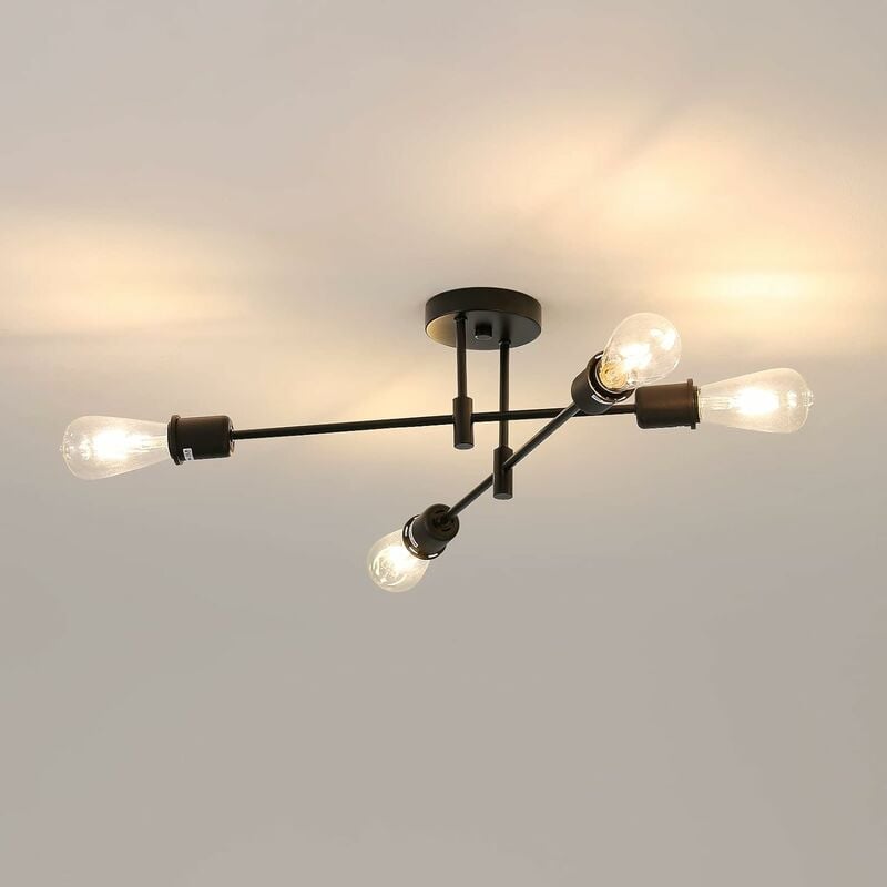 foto del prodotto comely lampada del soffitto industriale, lampada a soffitto retr 4 lumi res vintage, moderna lampadina del soffitto e27 per soggiorno camera da