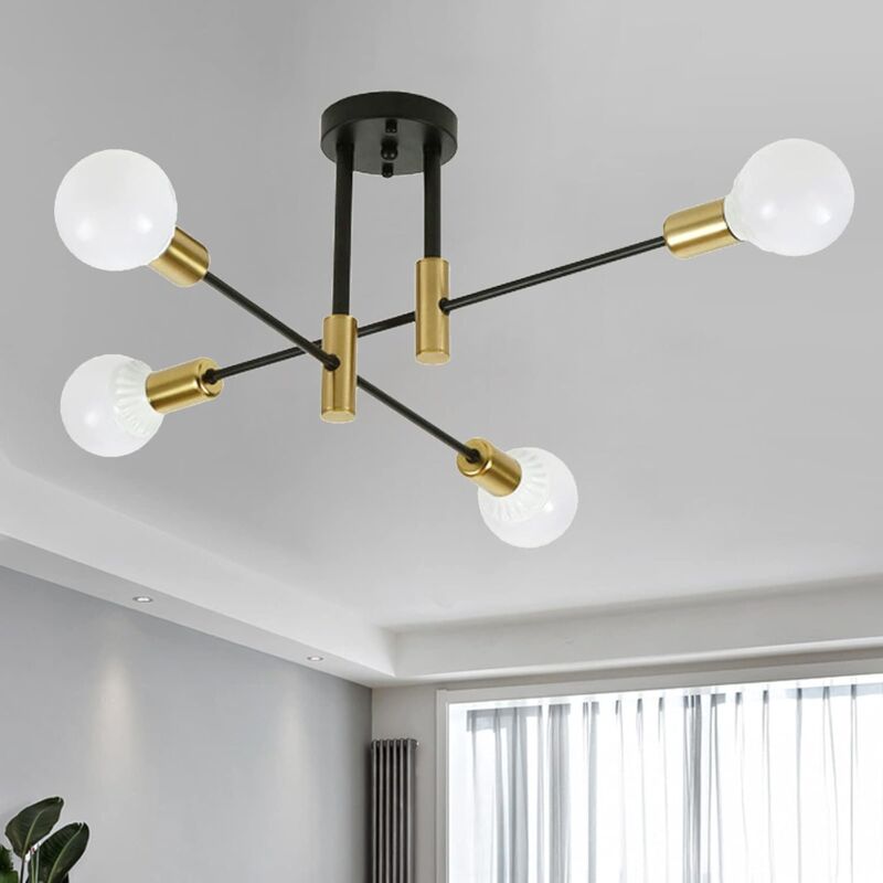 foto del prodotto comely lampadari lampadario industriale, plafoniera sputnik, plafoniera in metallo a 4 luci 72cm per soggiorno camera da letto cucina, base e27,